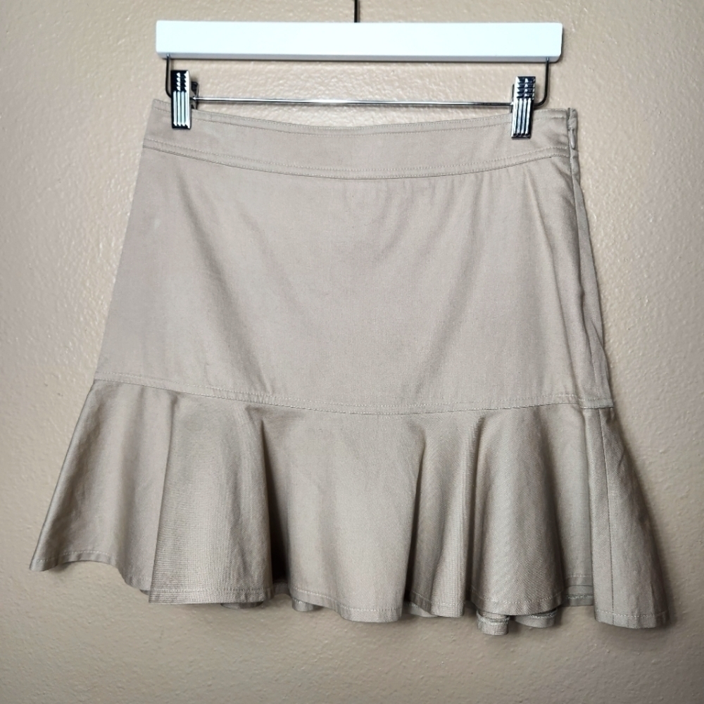 Club Monaco Womens Khaki Flounce Trumpet Skirt-Size 4